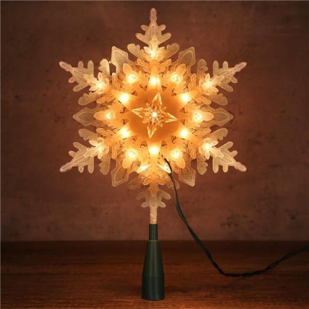 9.25 Inches | Lighted Christmas Treetop with 20 Warm White Lights | 120V
